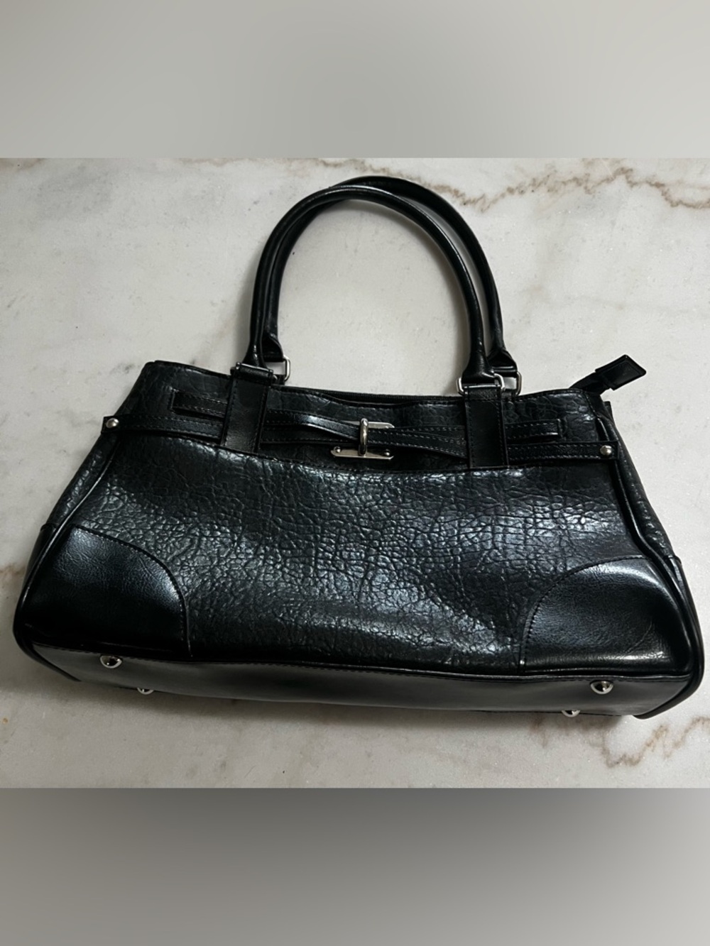 Rina Rich Vintage/Y2K Style Faux Pebbled Leather Black Handbag EUC